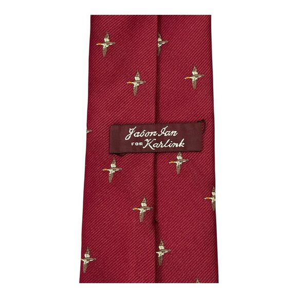 Jason Ian for Karlink Burgundy Tie – Duck Hunting Motif – 54” Neckwear - Picture 3 of 3